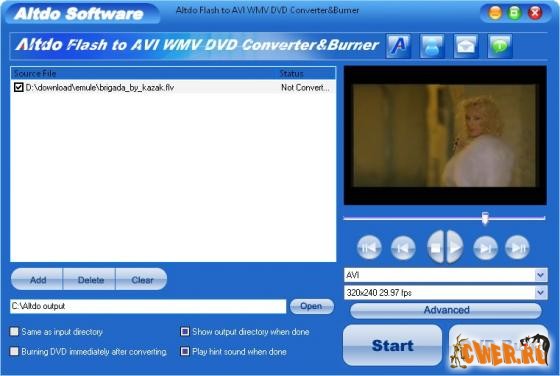 Altdo Flash to AVI WMV DVD Converter & Burner v3.4