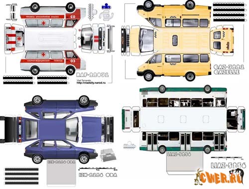 Шаблоны автомобилей из бумаги