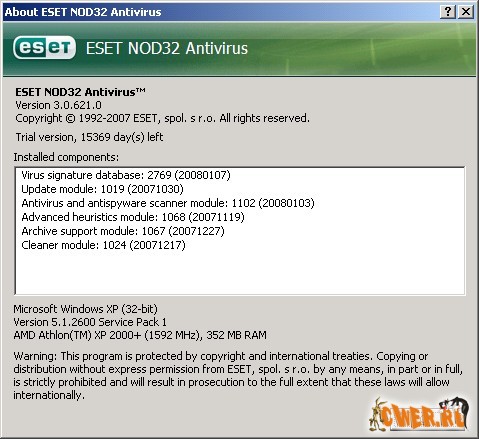 Fix for Nod32 v3.0.621.0 и Eset Smart Security  v3.0.621.0