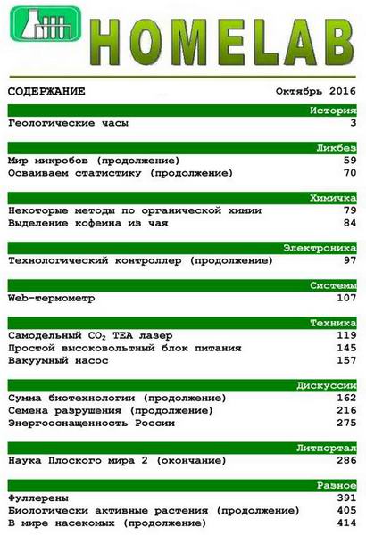 Домашняя лаборатория №10 октябрь 2016