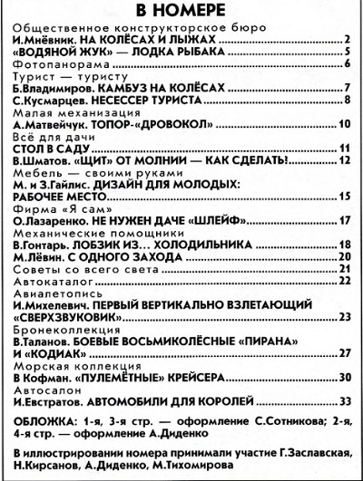 содержание журнала Моделист-конструктор 8 2011