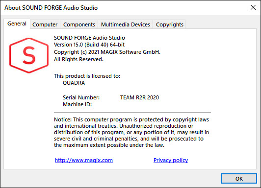 MAGIX SOUND FORGE Audio Studio 15.0.0.40