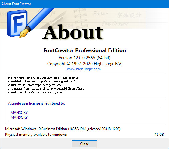 High-Logic FontCreator 12.0.0.2565