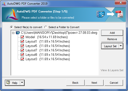 AutoDWG DWG to PDF Converter 2019 5.20