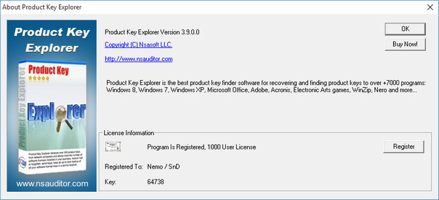 Product Key Explorer 3.9.0.0